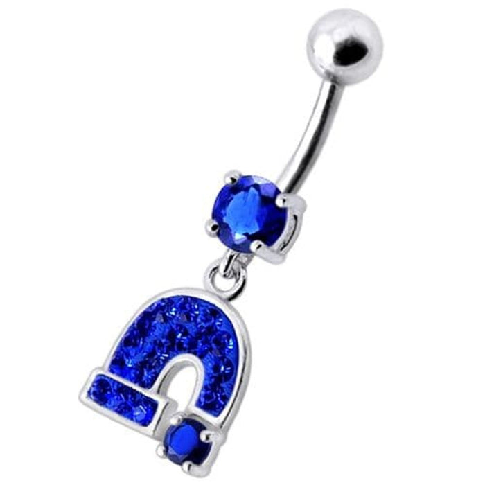 Silver Fancy  Horseshoe Dangling Belly Ring