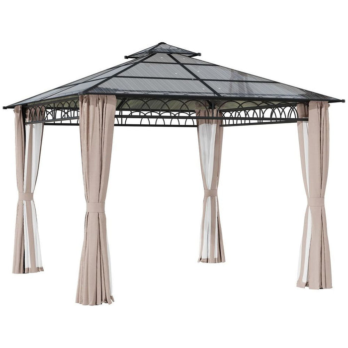 Premium 3x3m Polycarbonate Gazebo with Nettings & Curtains - Ideal for Parties & Outdoor Events