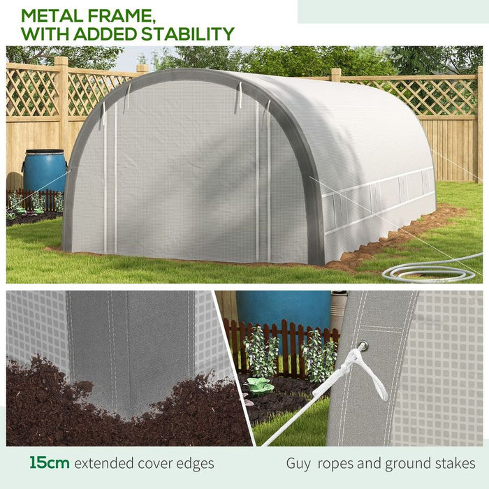 Premium 6x3m Upgraded Polytunnel Greenhouse w/ Mesh Door & Windows, 15 Plant Labels