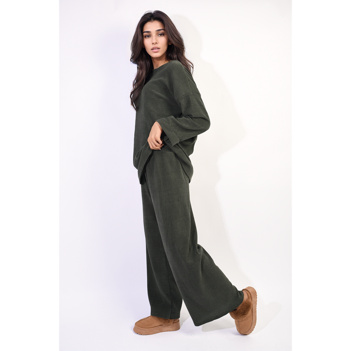 Metallic Long Sleeve Top and Wide Leg Trouser Co-ord