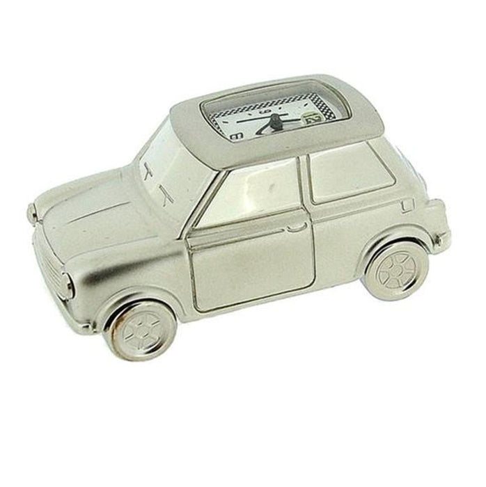 Miniature Clock Silvertone Plated Mini Motor Car Solid Brass IMP67S - CLEARANCE NEEDS RE-BATTERY