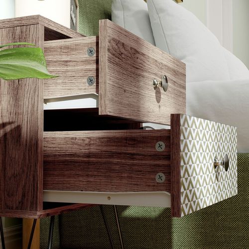 HOMCOM 2-Drawer Nightstand, Sofa Bedside Table for Living Room, Bedroom
