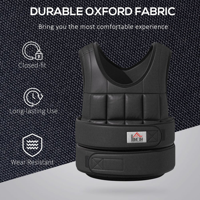 15KGS Adjustable Weight Vest for Running & Gym Training - Black HOMCOM