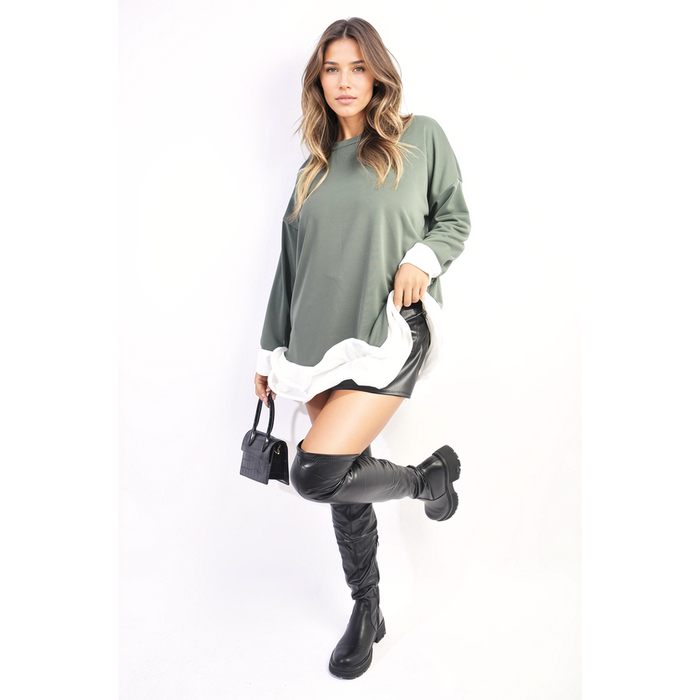 Stylish Fiona Contrast Ruffled Hem Top - Versatile and Chic