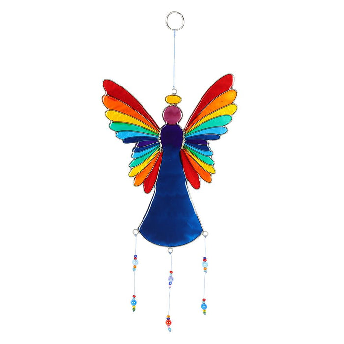 Vibrant 38cm Rainbow Angel Suncatcher