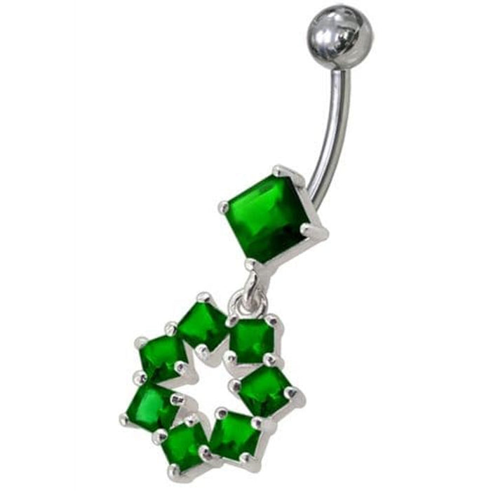 Fancy Dangling SS Banana Navel Belly Ring Body Jewelry