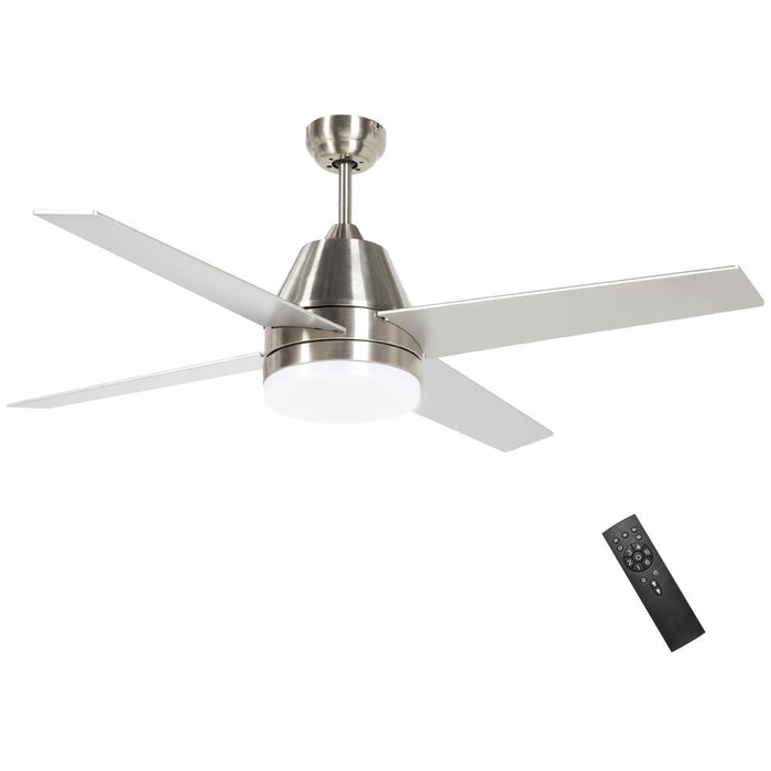 High-Quality HOMCOM Reversible Ceiling Fan & Light Combo - Remote Control - Silver/Black - Plus 6-Speed Options