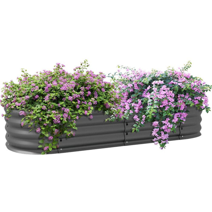 Premium Galvanised Raised Garden Bed with Safety Edging - Dark Grey