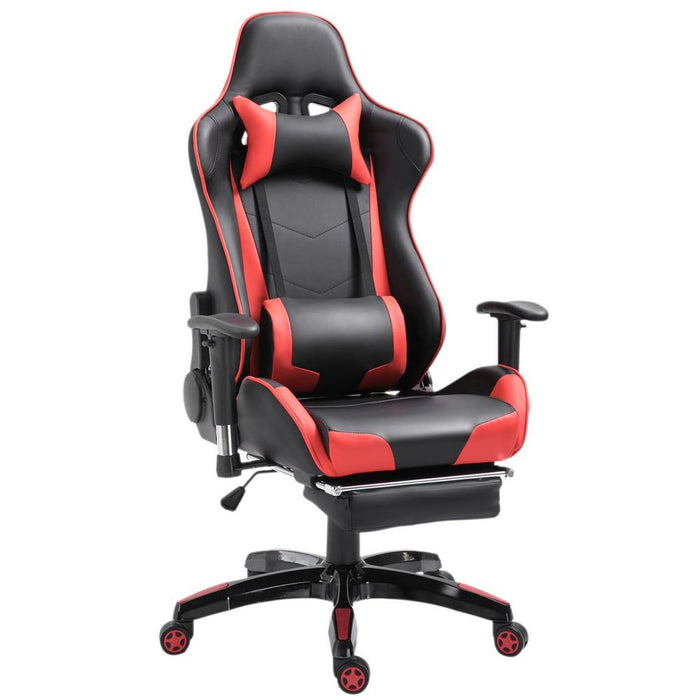 Ergonomic Gaming Chair - Reclining, Racing, Headrest, Swivel Wheels - Red