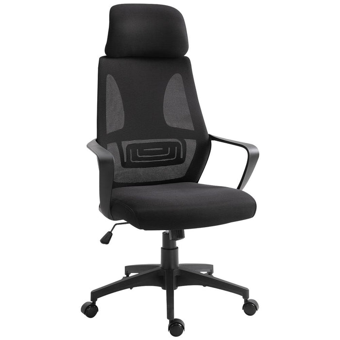 Premium Mesh Back Office Chair - Adjustable Height & Padded Headrest - High Quality & Comfortable - All Black Vinsetto