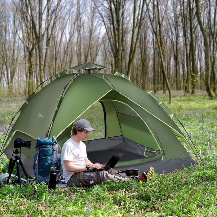 Outsunny 2-Person Pop Up Tent. Perfect for Camping, Festivals, Hiking, and Family Travel. Water-Resistant & Double Layered.