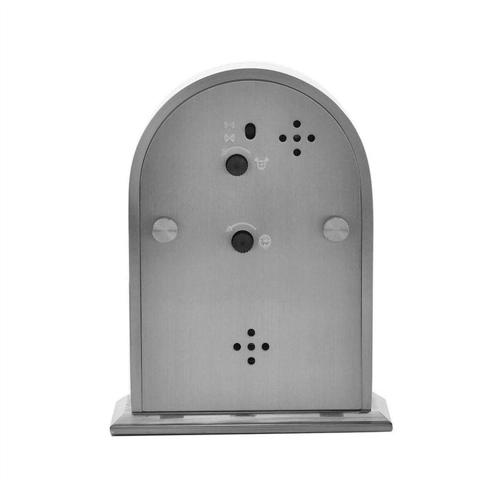 Wm.Widdop Arched Silver Aluminium Mantel Clock | Roman Dial | Beep Alarm