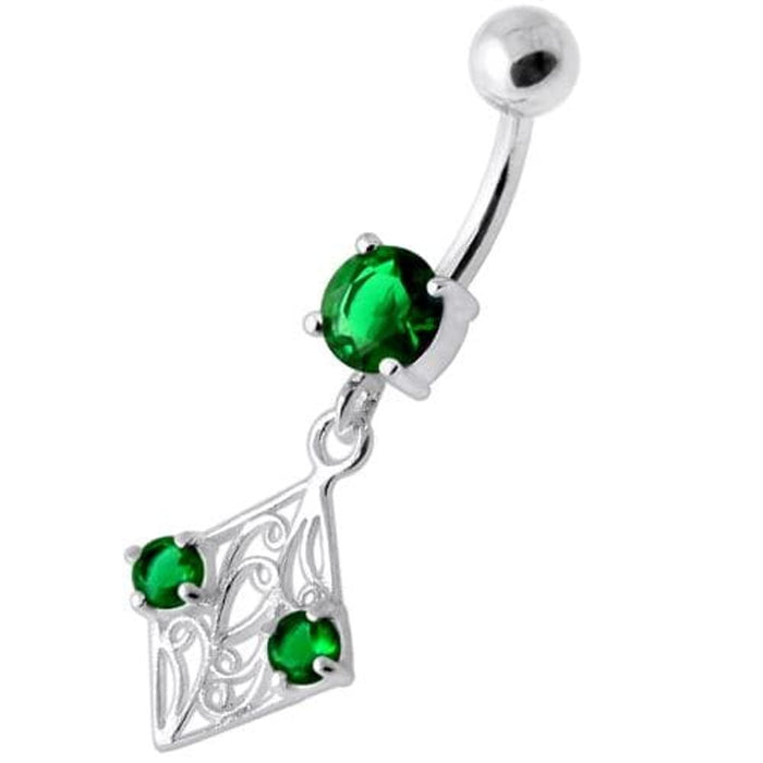 Fancy Jeweled Dangling Navel Bar