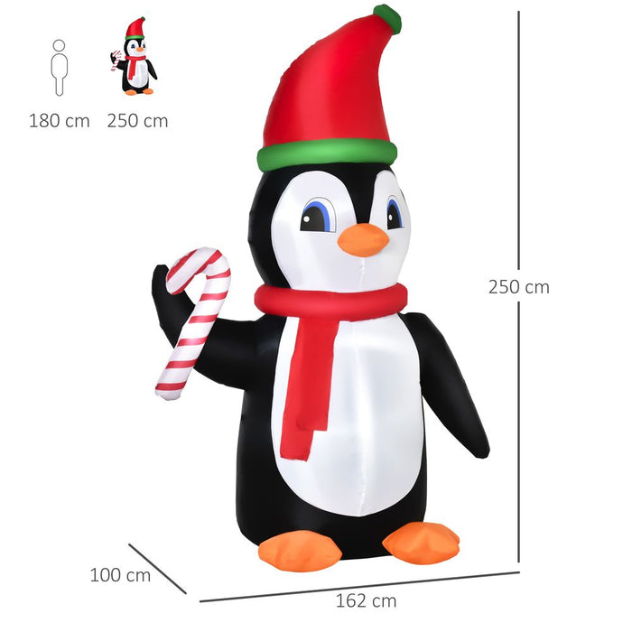 8ft Inflatable Christmas Penguin Holding Candy Cane Blow Up Outdoor Deco LED