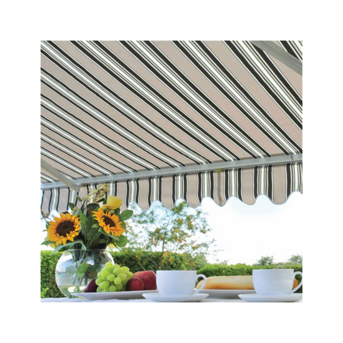 3.5m Ascot (Green/Beige) Awning: High Quality Polyester Fabric, Effortless Use, Ideal for Patio & Decking