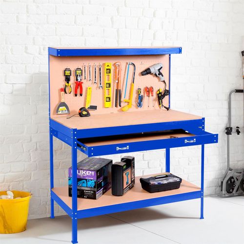 Workbench Heavy-Duty Steel Pegboard Drawer - Blue DPD