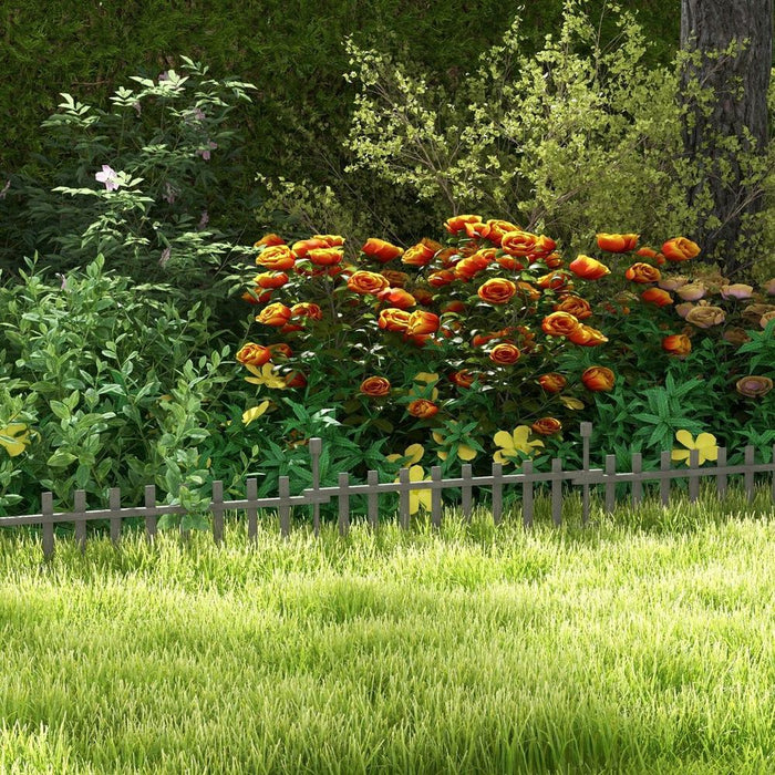 High-Quality Outsunny Wooden Garden Fencing, Grey - Landscape Edging for a Perfect Outdoor Space