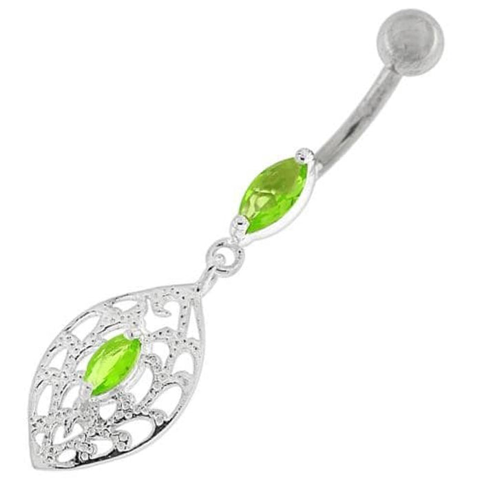 Fancy Ellipse Shape Dangling Belly Ring