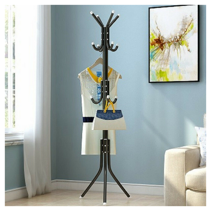 Coat Stand Coat/Hat/Jacket/Umbrella Floor Standing Rack Clothes Hanger Hooks UK