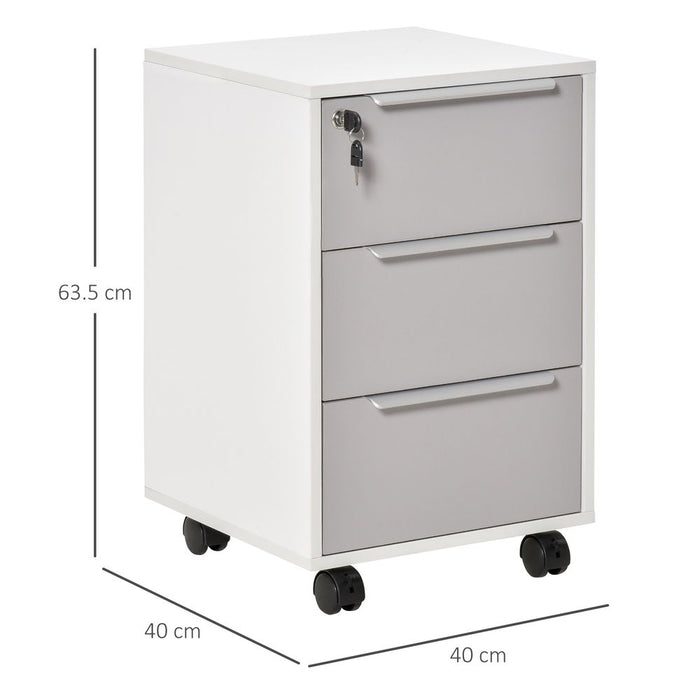 Premium 3-Drawer Locking File Cabinet | Mobile Chest | Side Table - High Quality & Easy to Move