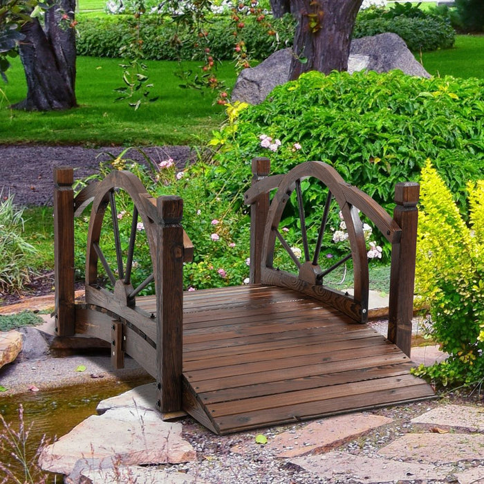 Decorative Wooden Garden Bridge - Arc Footbridge, Safety Guardrail - High Quality & Unique Design