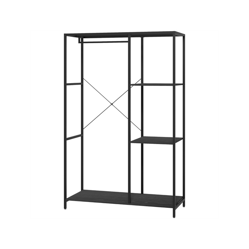 HOMCOM Coat Rack Stand - Hanging Rail & Storage Shelves - Black - Buy Now!