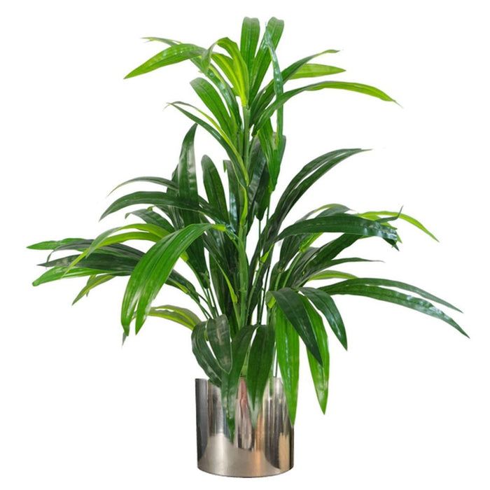 65cm Artificial Large Leaf Bamboo Shrub with Metal Planter - High Quality, Realistic Foliage