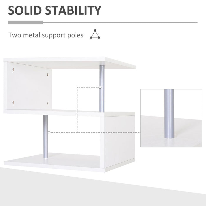 Side Table 2 Tier Storage Shef Organizer Bookcase End Desk Stand Display White