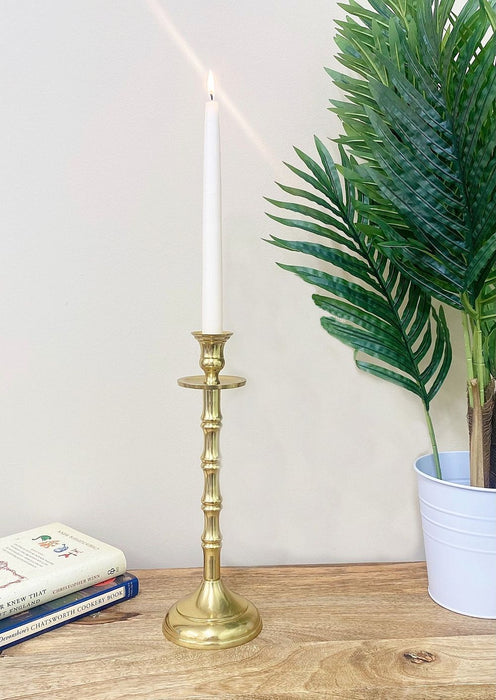 Premium Brass Metal Dinner Candlestick - 30cm Height, 10cm Base - High Quality