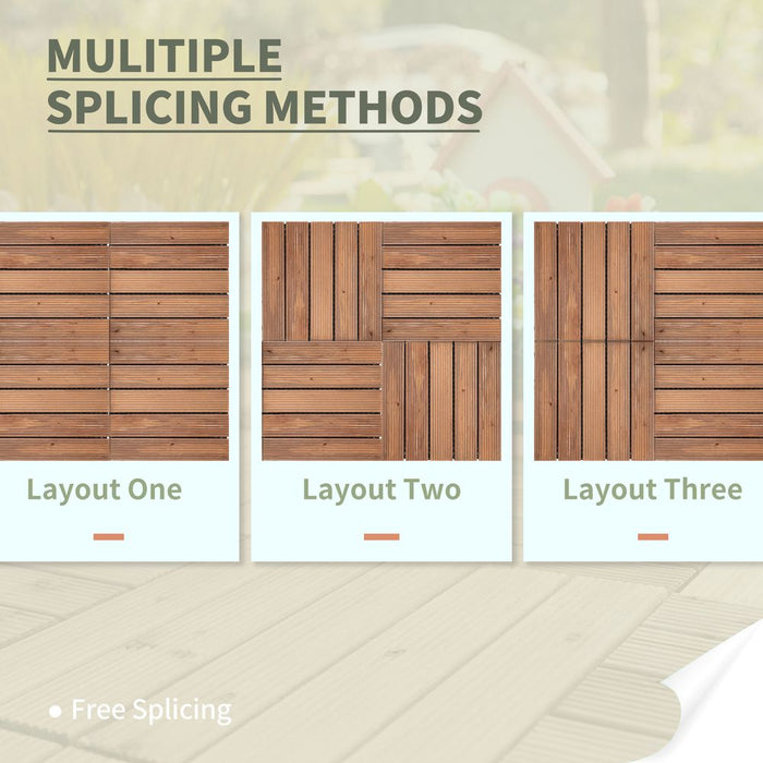 High-Quality 27 Pc Interlocking Wood Deck Tiles - DIY Flooring for Outdoor & Indoor Spaces - Anti-Slip & Water Drainage