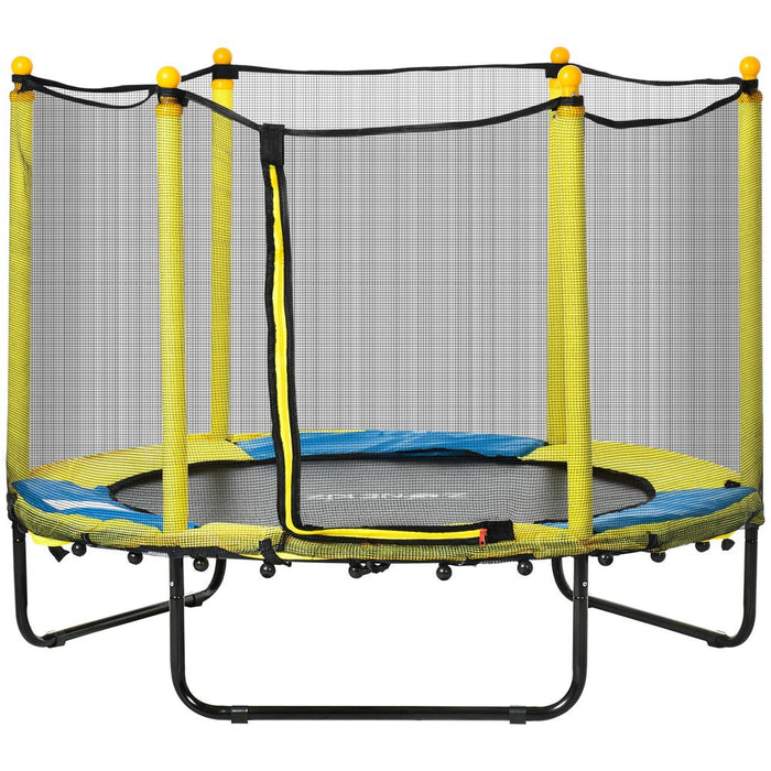 4.6FT Kids Trampoline with Enclosure, for Kids 1-10 Years - Yellow