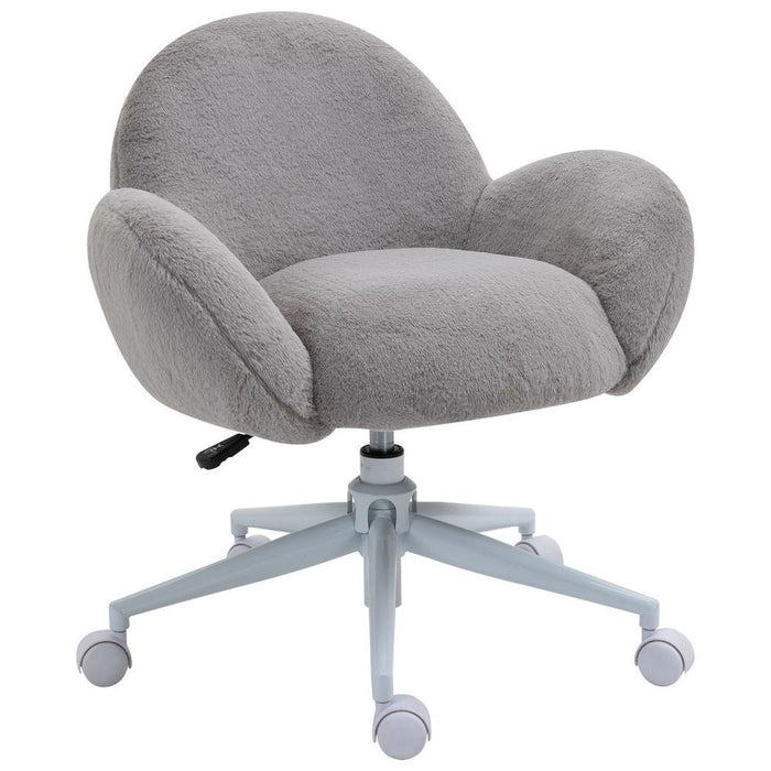 Fluffy Grey Leisure Chair-Office Chair w/ Backrest & Armrest-Best Quality