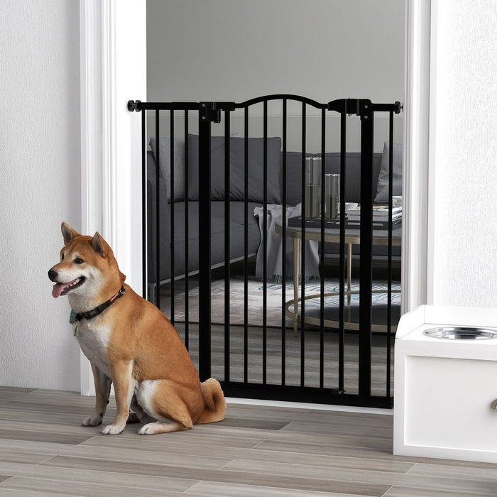 PawHut Adjustable Metal Pet Gate Barrier with Auto-Close Door - Top Quality, Easy Installation