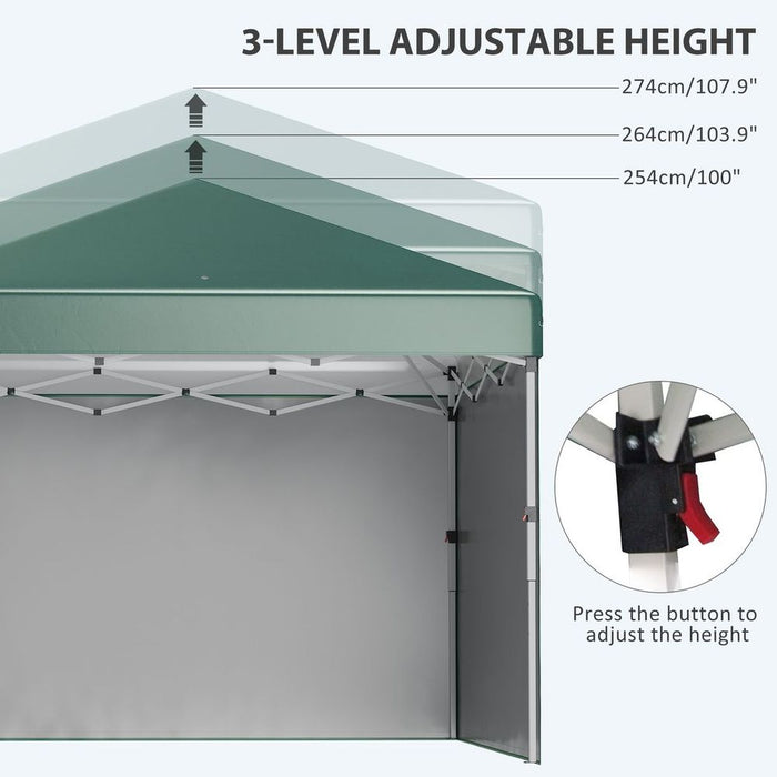 Premium Pop Up Gazebo | 3x3 (M) | 2 Sidewalls | Green