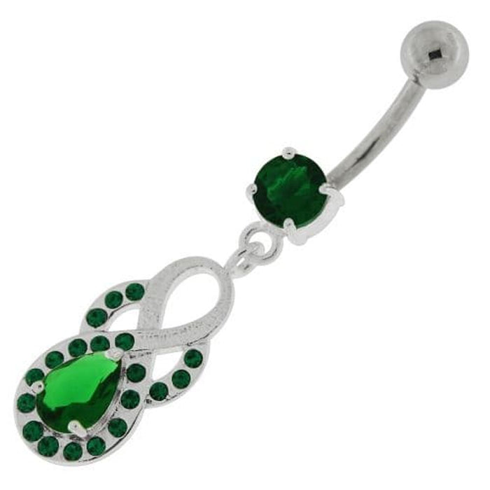 Tear Drop CZ with Fusion Infinity Dangling Navel Belly Button Ring