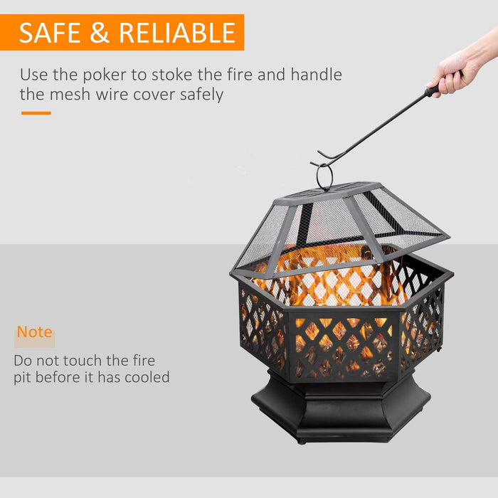 Premium Outdoor Fire Pit with Screen Cover - Portable Wood Burning Firebowl