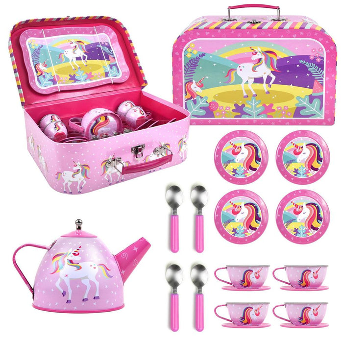 SOKA TEA SET UNICORN 0009257 Metal Tin Tea Party Set with Carry Case