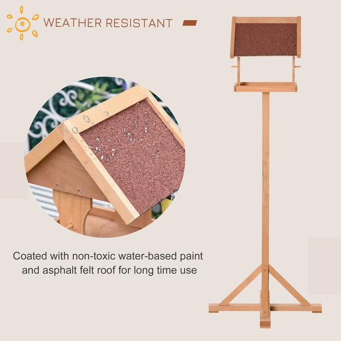 Wooden Bird Feeder: Freestanding, Cross-legged Support, Weather Resistant