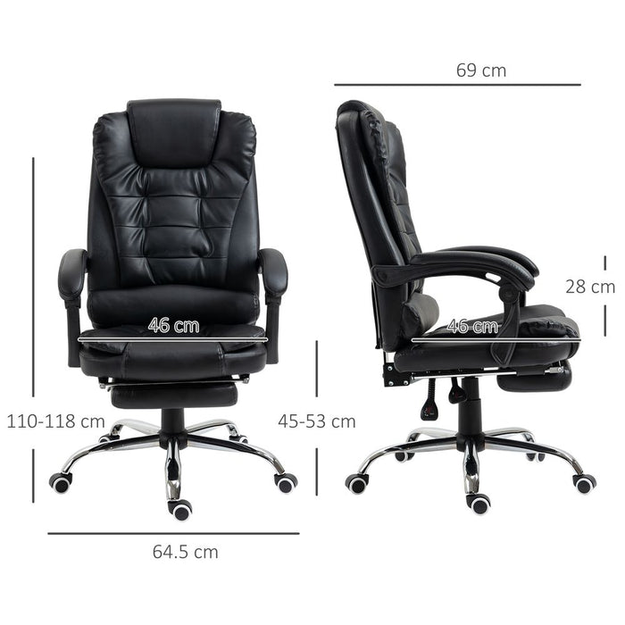 Premium PU Leather High Back Office Chair - Ergonomic Swivel Computer Chair - Black