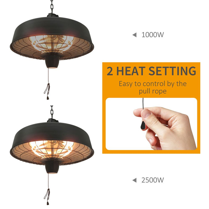 Adjustable Infrared Heater - 1000/2500W, Halogen Electric, Light & Heat, Ceiling Hanging