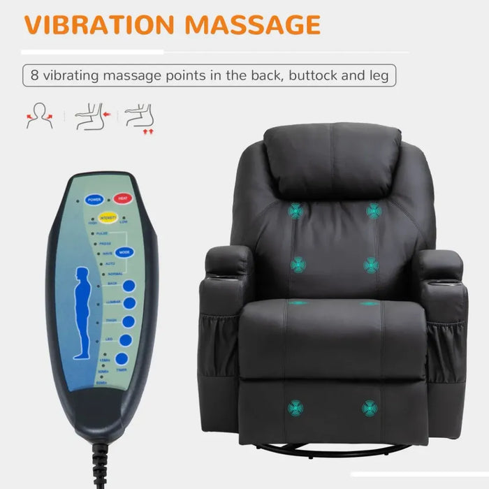 Faux Leather Electric 8-Point Vibration Massage Recliner Sofa Chair with Remote