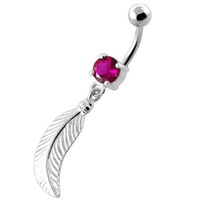 Linear Leaf cute belly button ring