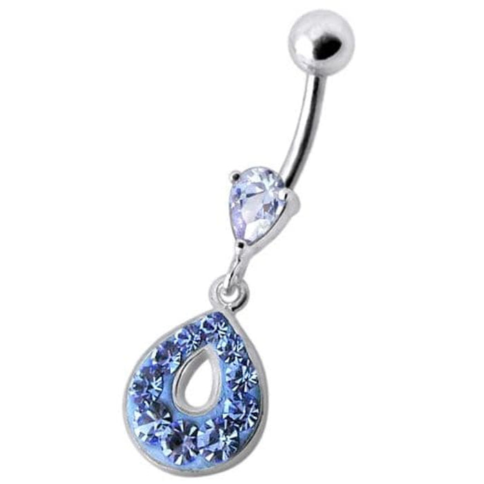 Fancy  Jeweled Pear Shape Dangling Navel Ring