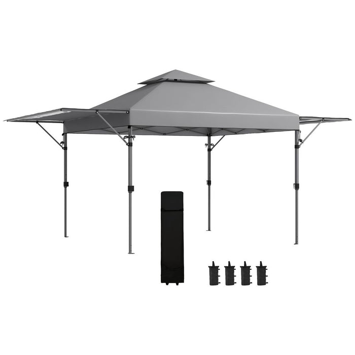 Premium Outsunny Pop Up Gazebo - 5x3(m), Dual Awning, Grey