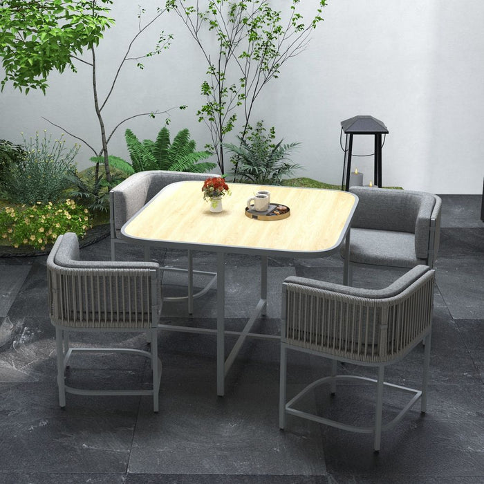 Outsunny Rattan Dining Sets, Cube Garden Furniture, Space-saving Design, Grey