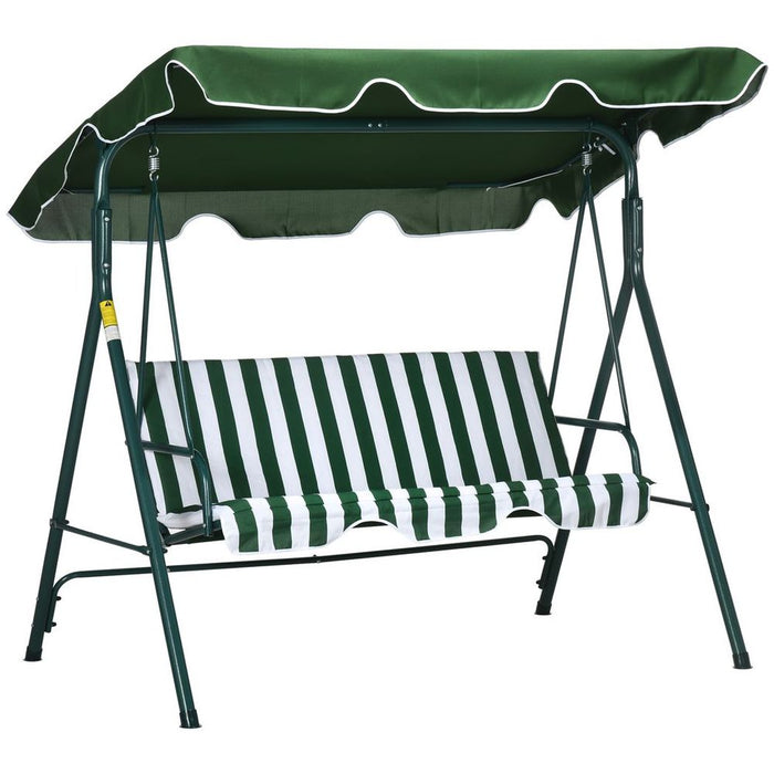 Outdoor 3-person Porch Swing Chair with Adjustable Canopy Green