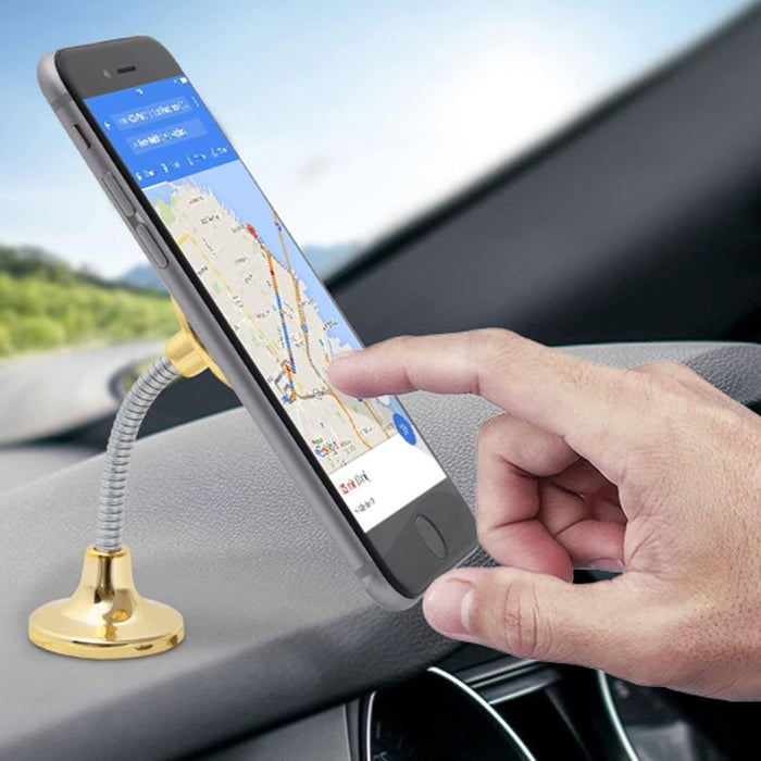 Aquarius Car Spring Magnetic Holder- Gold: 360-degree Rotation, Strong Adhesive, Firm Grip - Ideal for Car, Desktop, and More!