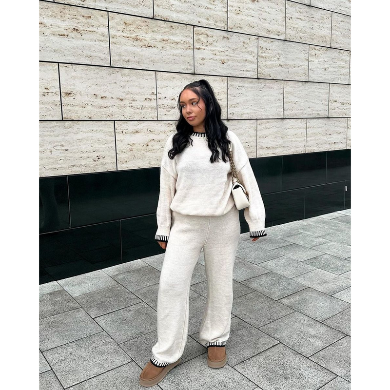 Cozy Knit Co-ord Set with Blanket Stitch - Ultimate Comfort & Style!