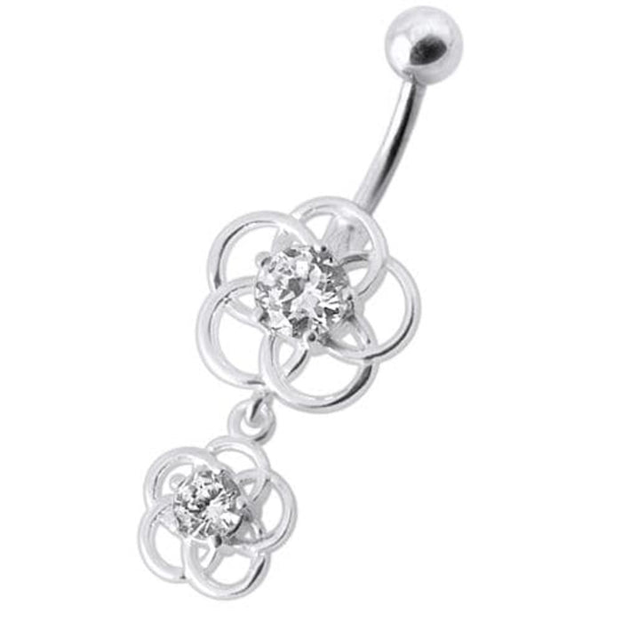 Fancy Classic Dangling Curved Navel Ring Body Jewelry