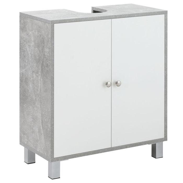 kleankin Pedestal Under Sink Cabinet with Double Doors, Modern Bathroom Vanity Unit, Storage Cupboard with Adjustable Shelves, White